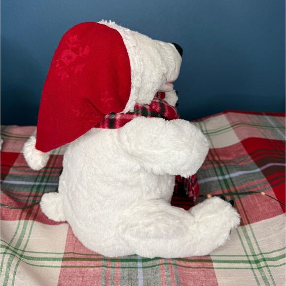 Goffa International Musical Polar Bear With Santa Hat & Scarf- Does Not Move - Picture 3 of 5